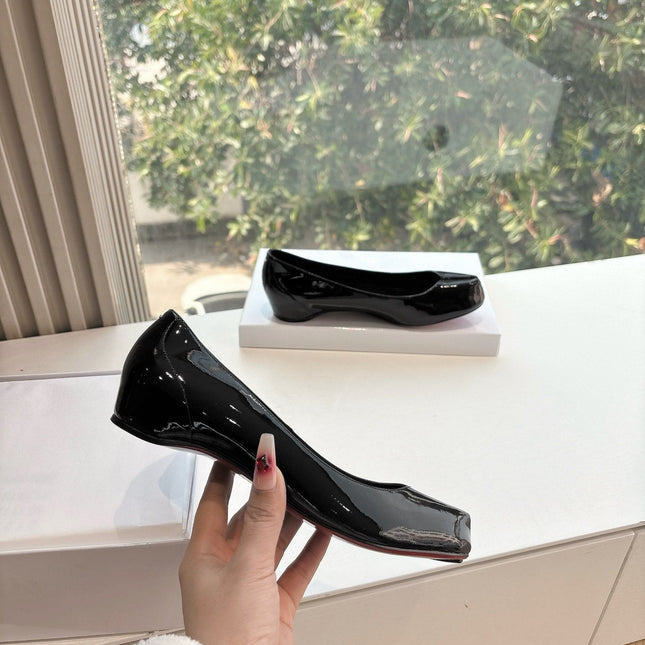 MARLOUGIELA STRASS BALLERINAS IN BLACK PATENT SMOOTH CALFSKIN