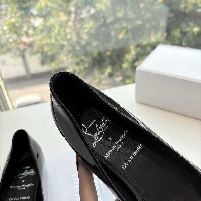 MARLOUGIELA STRASS BALLERINAS IN BLACK PATENT SMOOTH CALFSKIN