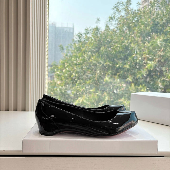 MARLOUGIELA STRASS BALLERINAS IN BLACK PATENT SMOOTH CALFSKIN