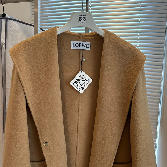 Loewe Coat Khaki Brown Cashmere