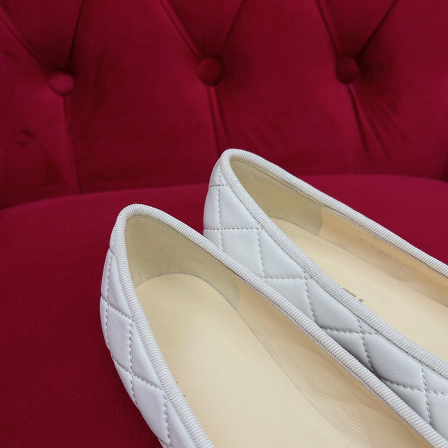 ballet flat black white quilted lambskin
