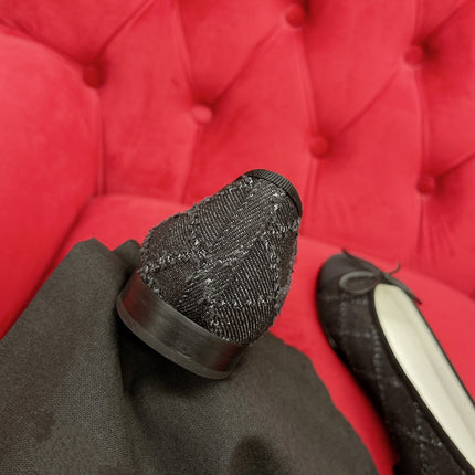 ballet flat black denim grosgrain