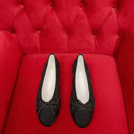 ballet flat black denim grosgrain