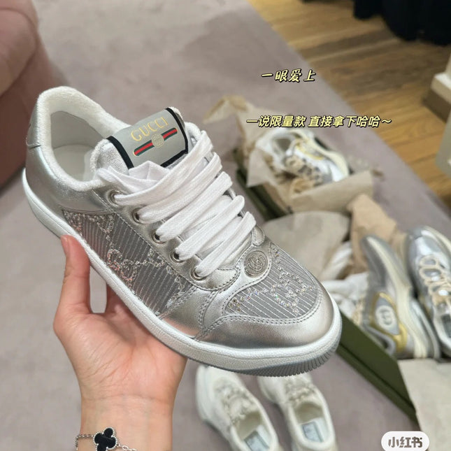 GG SCREENER SNEAKER SILVER CALFSKIN UNIQUE