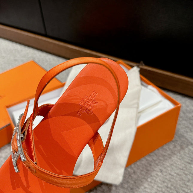 BUCKLE SANDAL BRIGHT ORANGE CALFSKIN