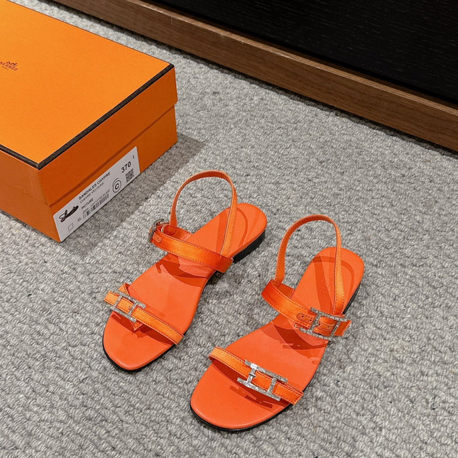 BUCKLE SANDAL BRIGHT ORANGE CALFSKIN