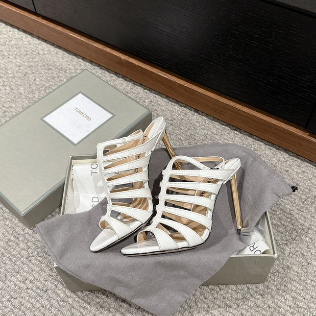 HIGH SANDAL 10 CM IN WHITE CALFSKIN