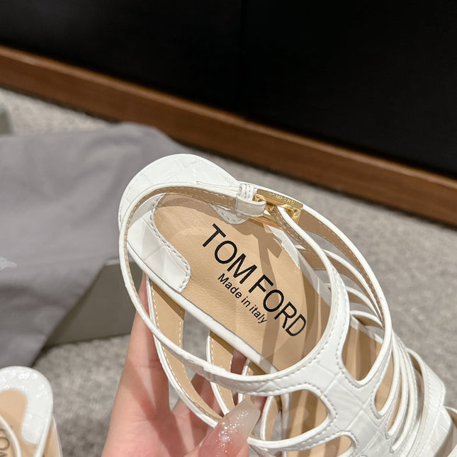 HIGH SANDAL 10 CM IN WHITE CALFSKIN