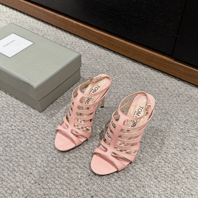 HIGH SANDAL 10 CM IN LIGHT PINK CALFSKIN