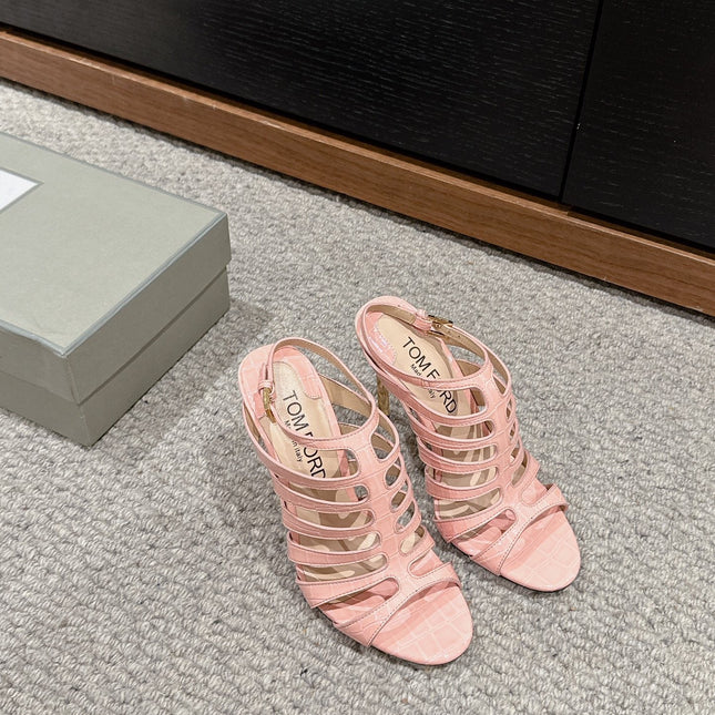 HIGH SANDAL 10 CM IN LIGHT PINK CALFSKIN