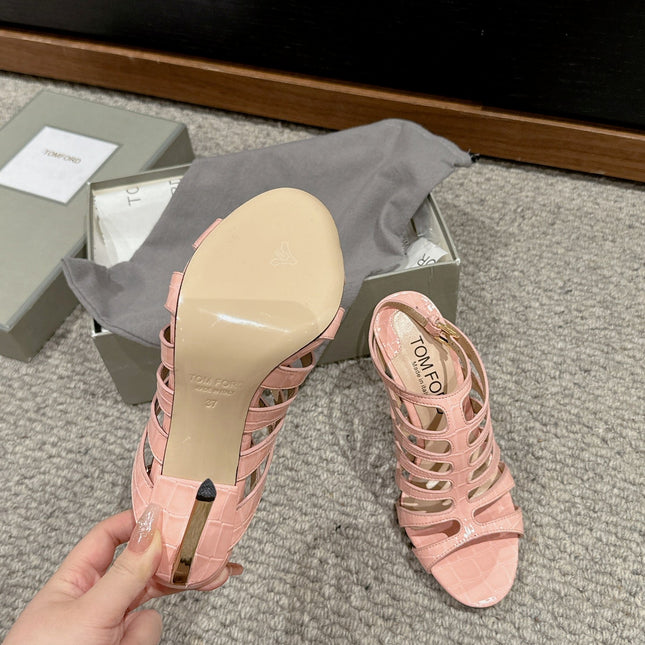 HIGH SANDAL 10 CM IN LIGHT PINK CALFSKIN