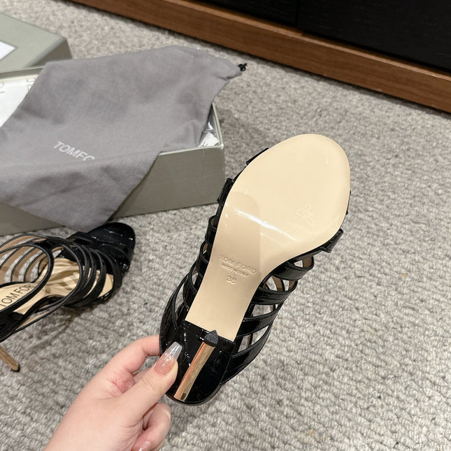 HIGH SANDAL 10 CM IN BLACK CALFSKIN