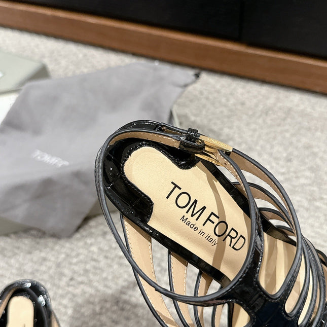 HIGH SANDAL 10 CM IN BLACK CALFSKIN