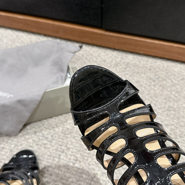 HIGH SANDAL 10 CM IN BLACK CALFSKIN