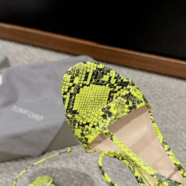 HIGH HEEL 10 CM SANDAL IN NEON YELLOW MIX BLACK CALFSKIN 684356