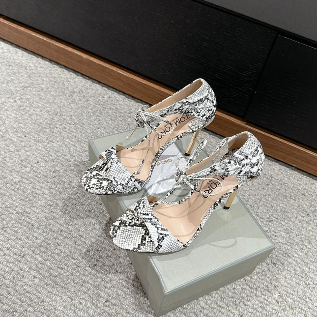 HIGH HEEL 10 CM SANDAL IN BLACK MIX WHITE CALFSKIN 684357