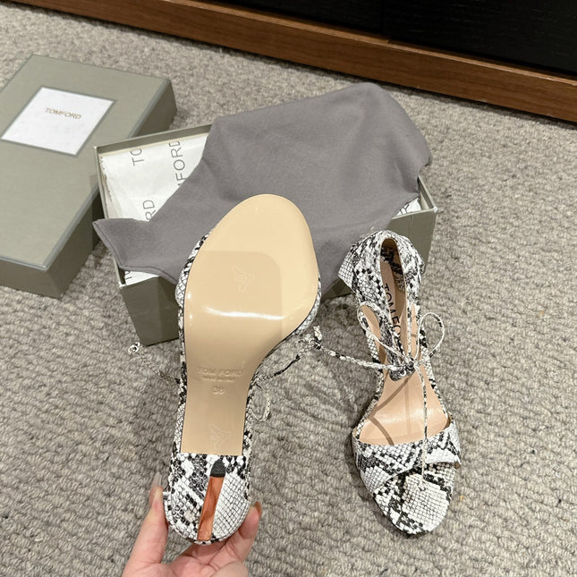 HIGH HEEL 10 CM SANDAL IN BLACK MIX WHITE CALFSKIN 684357