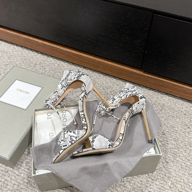 HIGH HEEL 10 CM SANDAL IN BLACK MIX WHITE CALFSKIN 684357