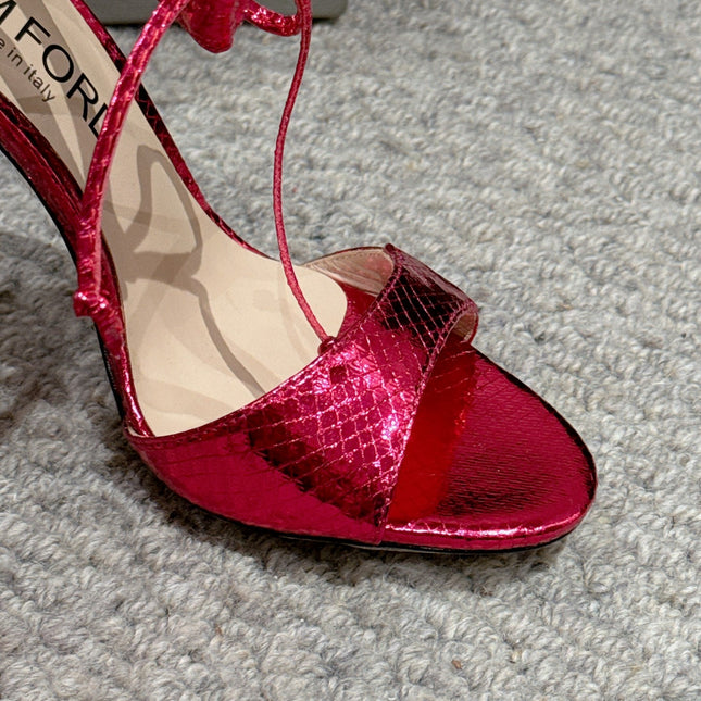 HIGH HEEL 10 CM SANDAL IN BRIGHT PINK CALFSKIN 684361