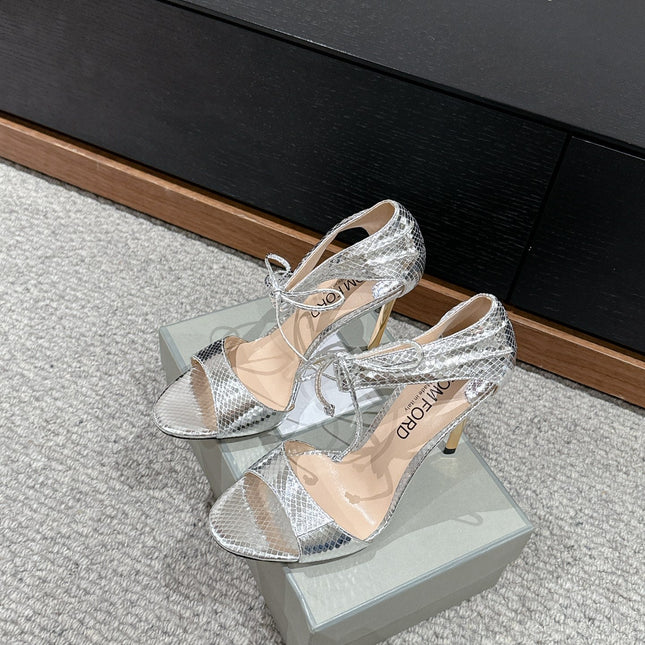 HIGH HEEL 10 CM SANDAL IN SILVER CALFSKIN 684362