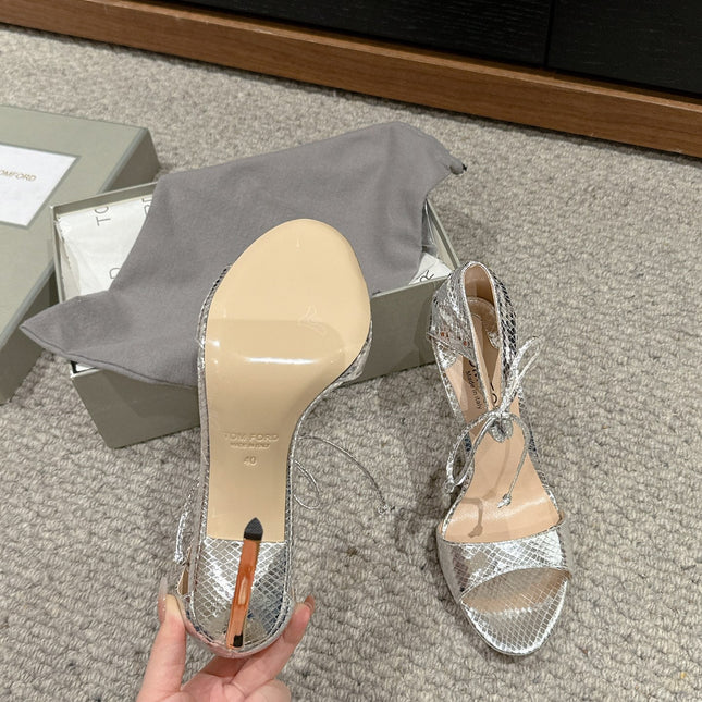 HIGH HEEL 10 CM SANDAL IN SILVER CALFSKIN 684362