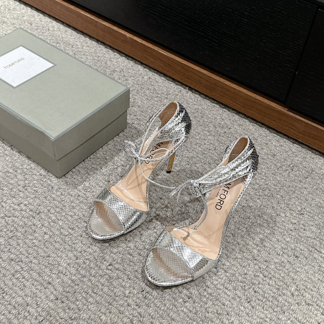 HIGH HEEL 10 CM SANDAL IN SILVER CALFSKIN 684362