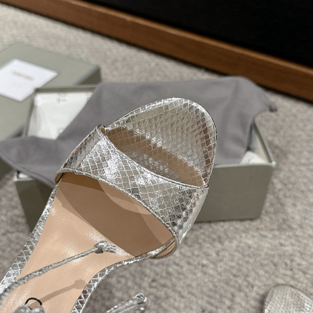 HIGH HEEL 10 CM SANDAL IN SILVER CALFSKIN 684362