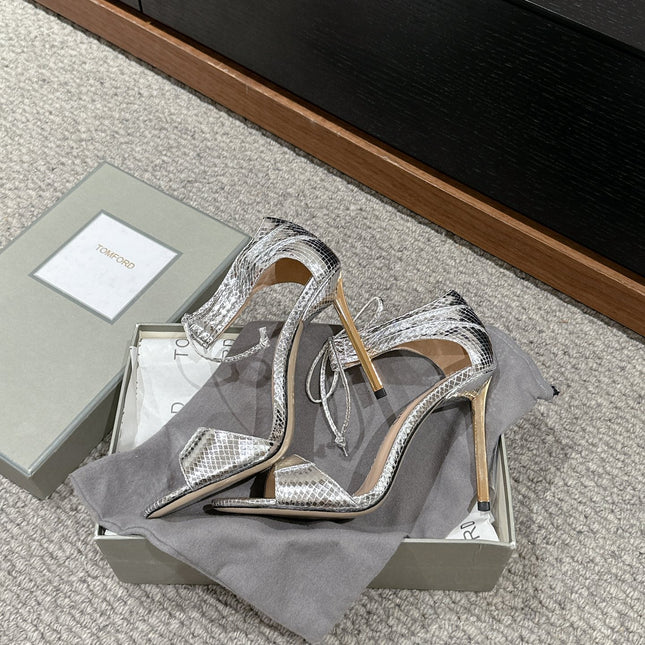 HIGH HEEL 10 CM SANDAL IN SILVER CALFSKIN 684362