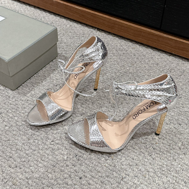 HIGH HEEL 10 CM SANDAL IN SILVER CALFSKIN 684362