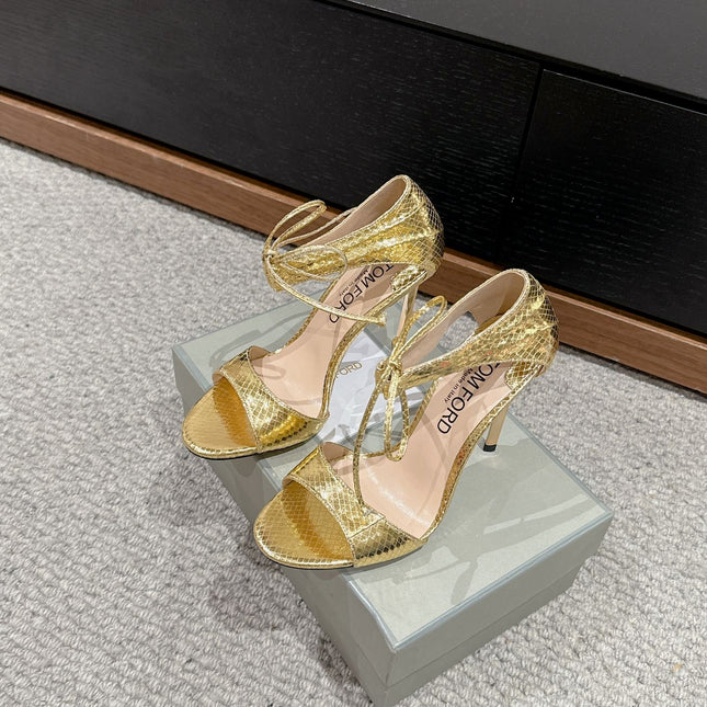 HIGH HEEL 10 CM SANDAL IN GOLD CALFSKIN 684363