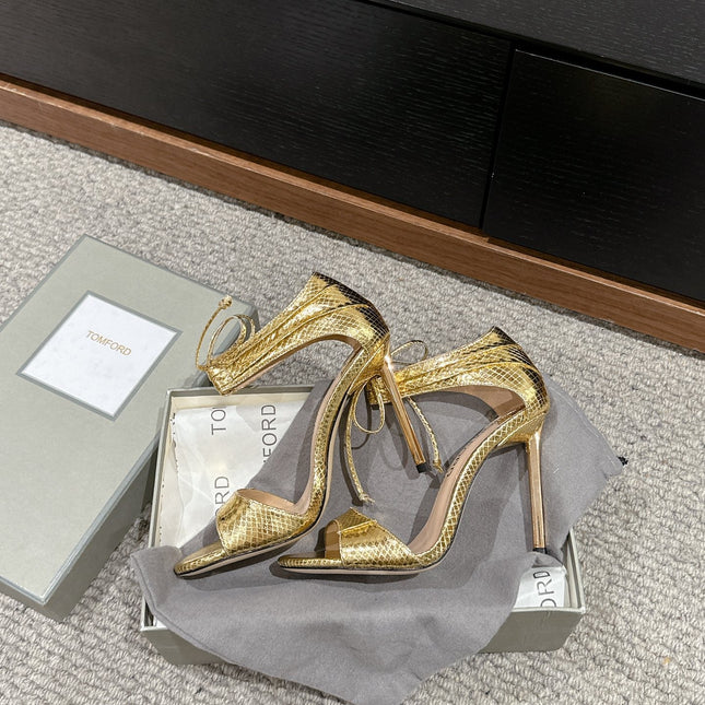 HIGH HEEL 10 CM SANDAL IN GOLD CALFSKIN 684363