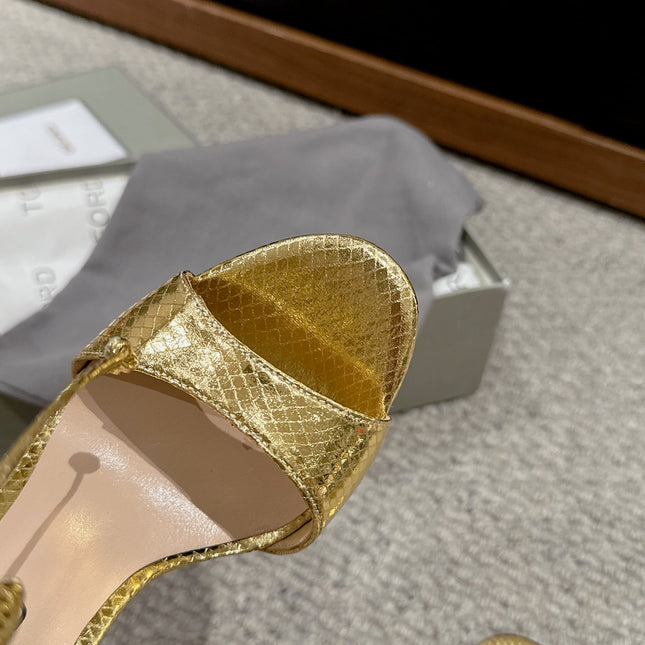 HIGH HEEL 10 CM SANDAL IN GOLD CALFSKIN 684363