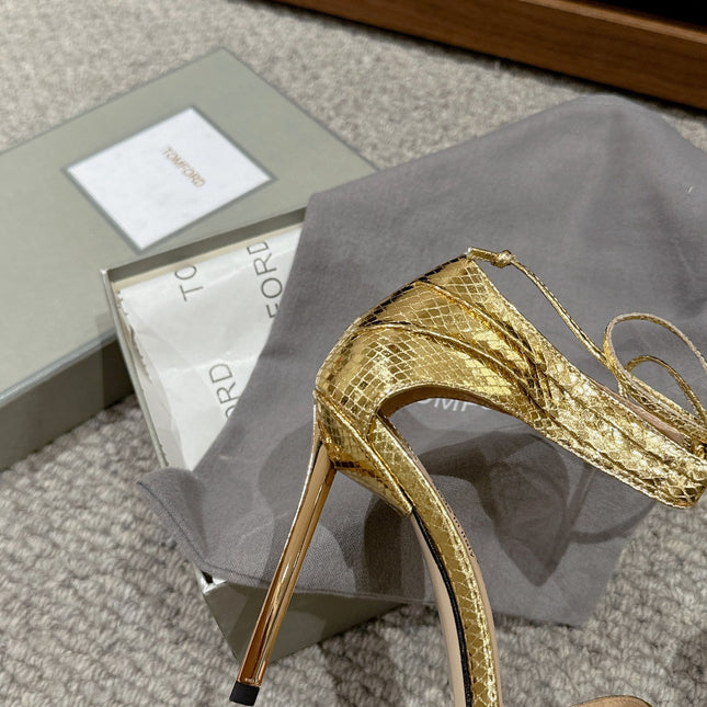 HIGH HEEL 10 CM SANDAL IN GOLD CALFSKIN 684363