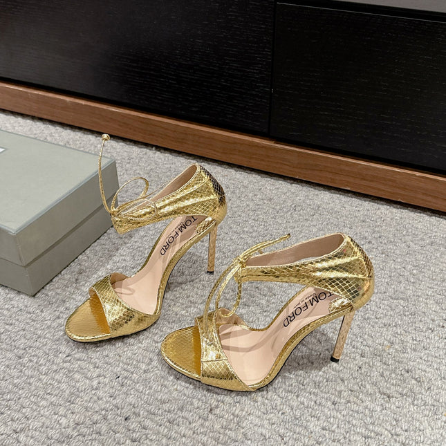 HIGH HEEL 10 CM SANDAL IN GOLD CALFSKIN 684363