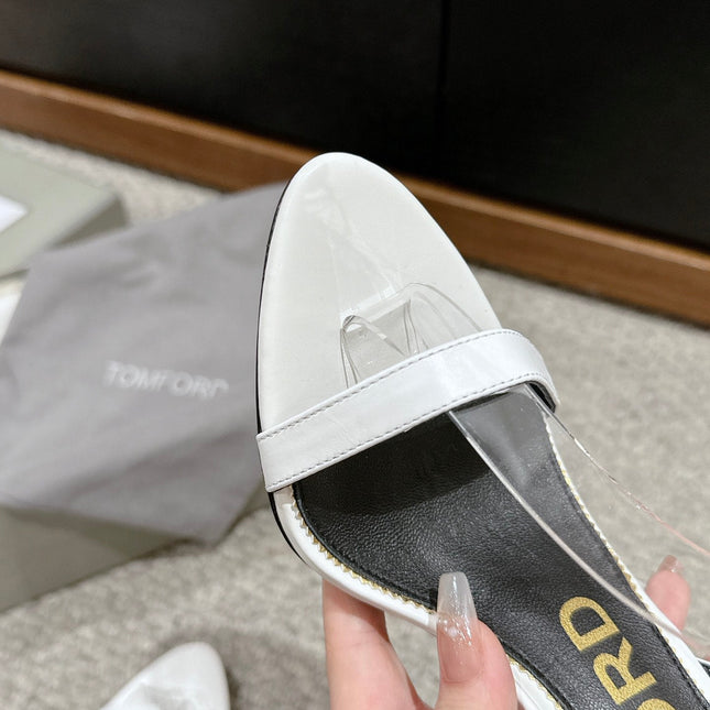 PADLOCK POINTY NAKED SANDAL 85 MM IN WHITE CALFSKIN