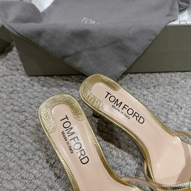 WHITNEY HIGH 6 CM MULE IN GOLD CROCODILE LEATHER