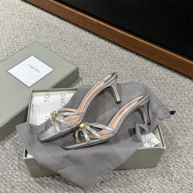 WHITNEY HIGH 6 CM MULE IN SILVER CROCODILE LEATHER