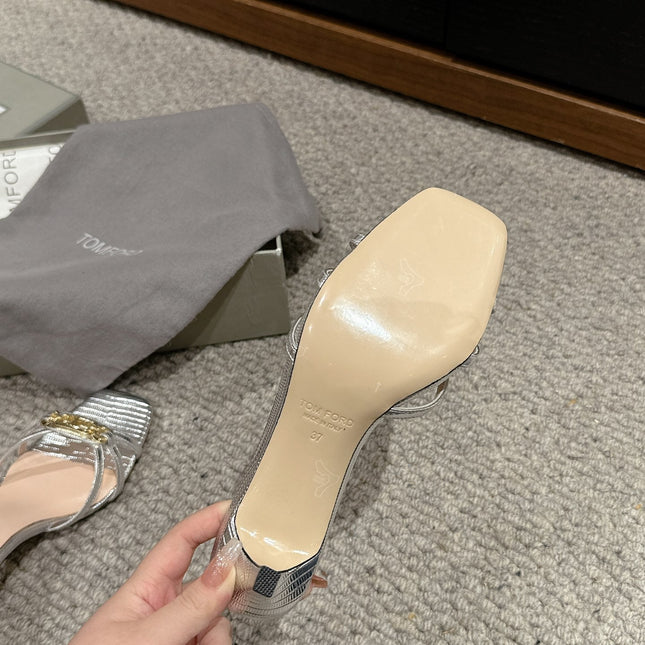 WHITNEY HIGH 6 CM MULE IN SILVER CROCODILE LEATHER