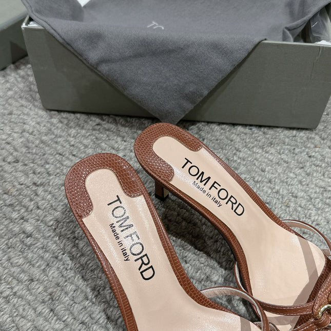 WHITNEY HIGH 6 CM MULE IN RED BROWN CROCODILE LEATHER