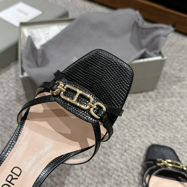 WHITNEY HIGH 6 CM MULE IN BLACK CROCODILE LEATHER