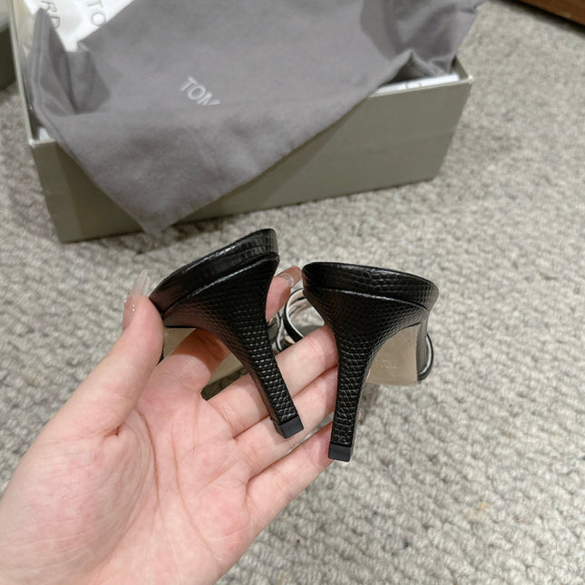 WHITNEY HIGH 6 CM MULE IN BLACK CROCODILE LEATHER