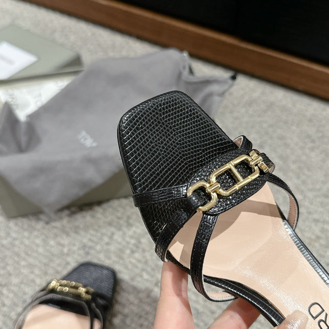 WHITNEY HIGH 6 CM MULE IN BLACK CROCODILE LEATHER