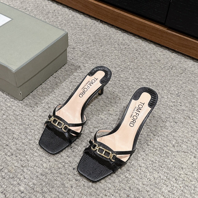 WHITNEY HIGH 6 CM MULE IN BLACK CROCODILE LEATHER