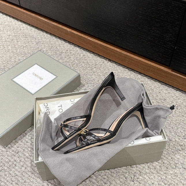 WHITNEY HIGH 6 CM MULE IN BLACK CROCODILE LEATHER