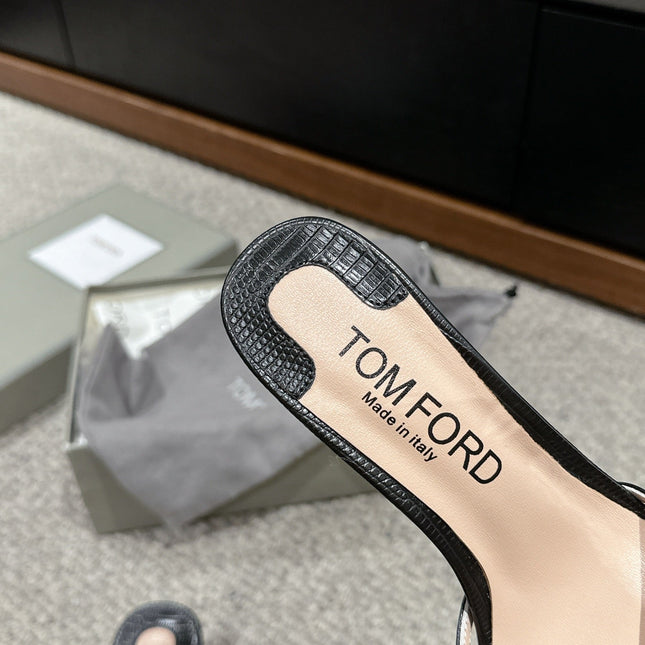 WHITNEY HIGH 6 CM MULE IN BLACK CROCODILE LEATHER