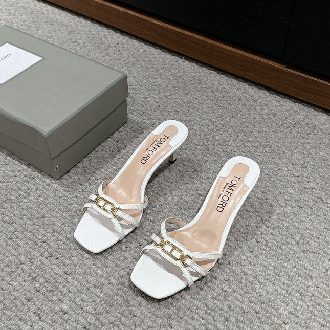 WHITNEY HIGH 6 CM MULE IN WHITE CROCODILE LEATHER