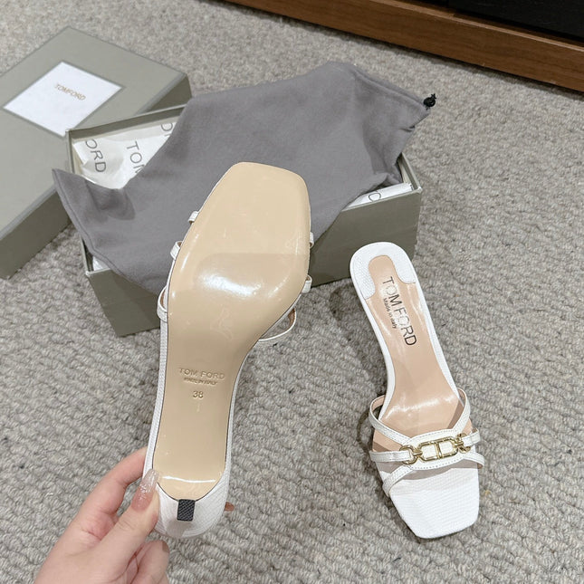 WHITNEY HIGH 6 CM MULE IN WHITE CROCODILE LEATHER