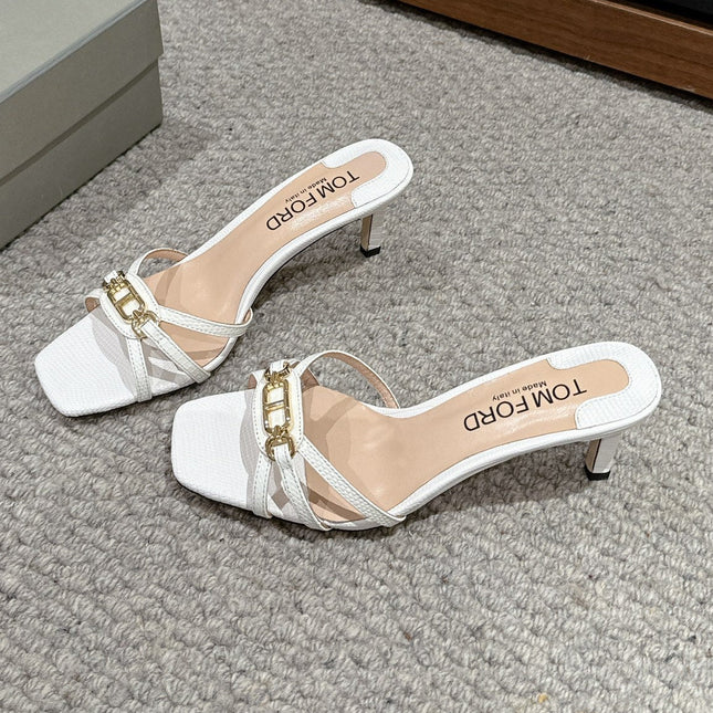 WHITNEY HIGH 6 CM MULE IN WHITE CROCODILE LEATHER