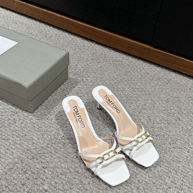 WHITNEY HIGH 6 CM MULE IN WHITE CROCODILE LEATHER