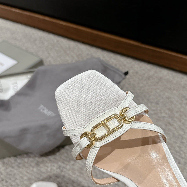 WHITNEY HIGH 6 CM MULE IN WHITE CROCODILE LEATHER